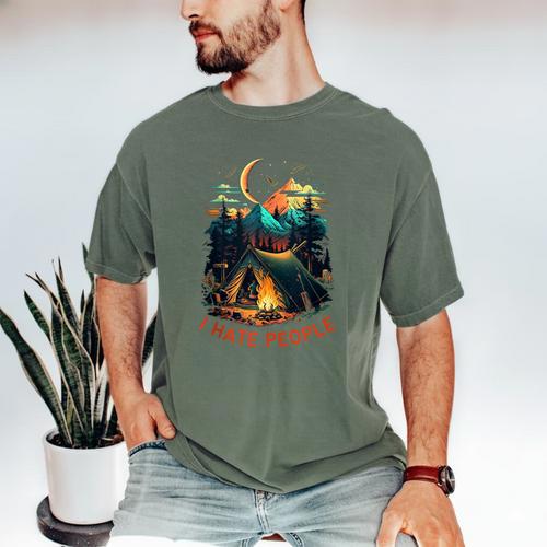 I Hate People Id Rather Be Camping Sarcastic Introvert Men's Comfort Colors T-Shirt - Raresse