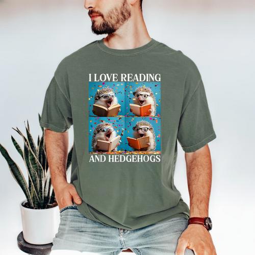 Hedgehog Love Reading And Hedgehogs Child Book Lover Men's Comfort Colors T-Shirt - Bookorys
