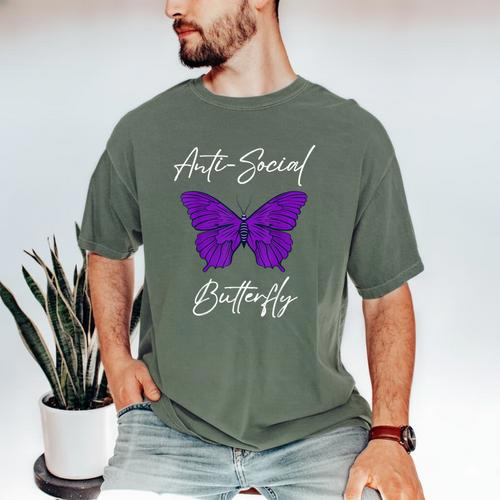 Introvert Antisocial Butterfly For Women Men Men's Comfort Colors T-Shirt - Raresse