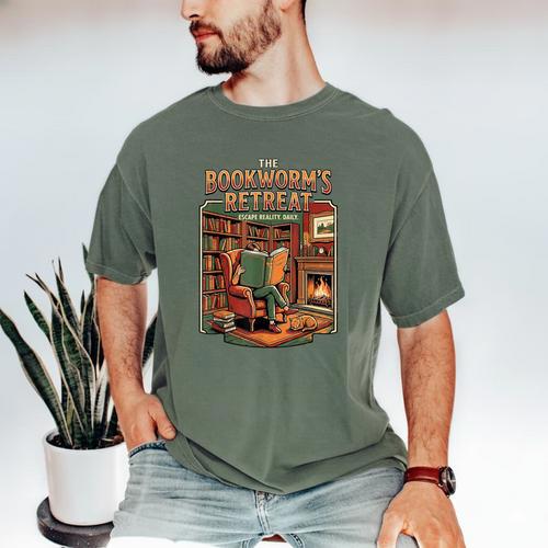 Introvert Book Lover The Bookworm's Retreat Men's Comfort Colors T-Shirt - Raresse