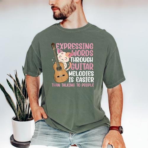 Introvert Guitarist Expressing Words Through Guitar Melody Men's Comfort Colors T-Shirt - Raresse