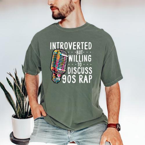 Introverted But Willing To Discuss 90s Rap Socially Awkward Men's Comfort Colors T-Shirt - Raresse