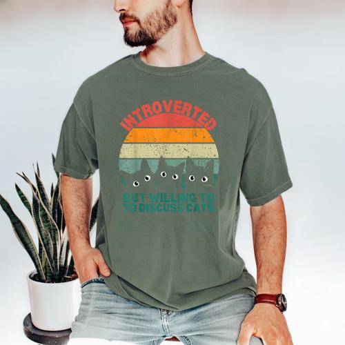 Introverted But Willing To Discuss Cats Men's Comfort Colors T-Shirt - Raresse