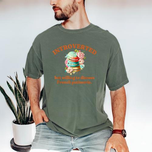 Introvert's Passion For French Patisserie Macarons Men's Comfort Colors T-Shirt - Raresse