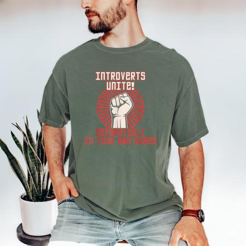 Introverts Unite Introverting Introverts At Home Men's Comfort Colors T-Shirt - Raresse