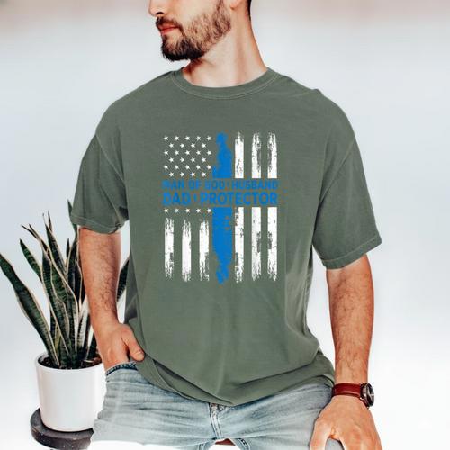 Jesus God Religious Man Of God Husband Dad Protector Men's Comfort Colors T-Shirt - Father's Day Fun