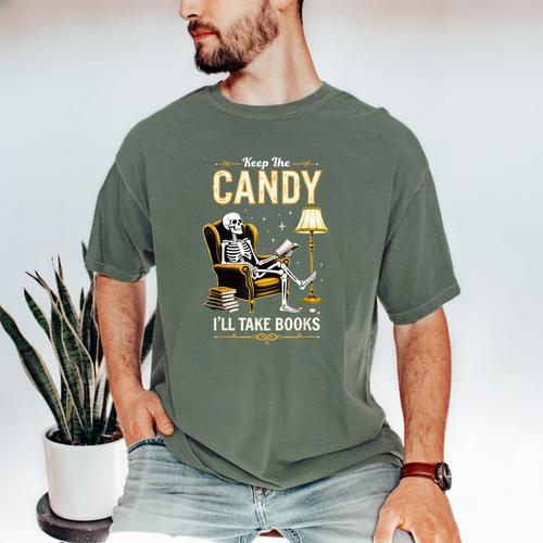 Keep The Candy I'Ll Take Books Halloween Men's Comfort Colors T-Shirt - Bookorys AU