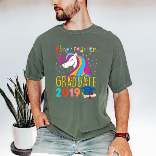 Kids Unicorn Kindergarten Graduation Graduate Shirt Men's Comfort Colors T-Shirt - Best Gift Smart