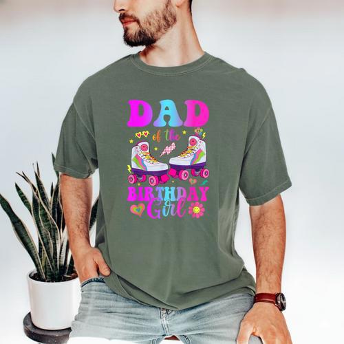 Let's Roll Dad Of The Birthday Girl Roller Skate Birthday Men's Comfort Colors T-Shirt - Father's Day Fun