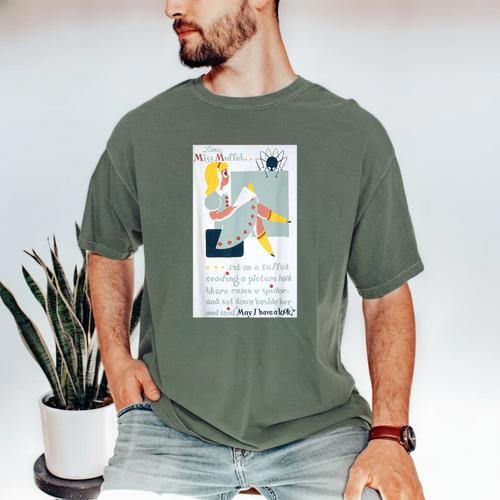 Little Miss Muffet Reading a Picture Book Men's Comfort Colors T-Shirt - Bookorys CA