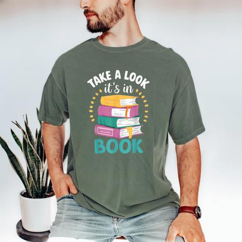 Take a Look It's In a Book Teacher Reading Apparel Men's Comfort Colors T-Shirt - Bookorys DE