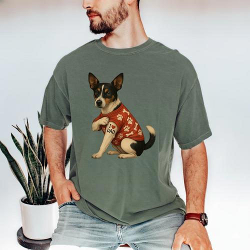 I Love Dad Tattoo Rat Terrier Dad Men's Comfort Colors T-Shirt - Father's Day Fun