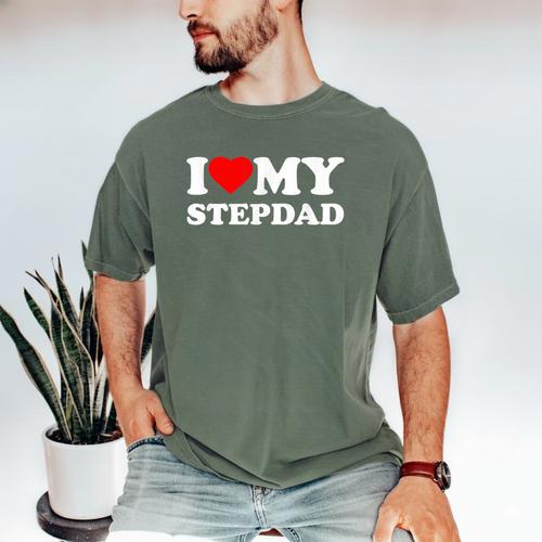 I Love My Step-Dad Heart Family Grandpa StepDad Bonus Dad Men's Comfort Colors T-Shirt - Father's Day Fun