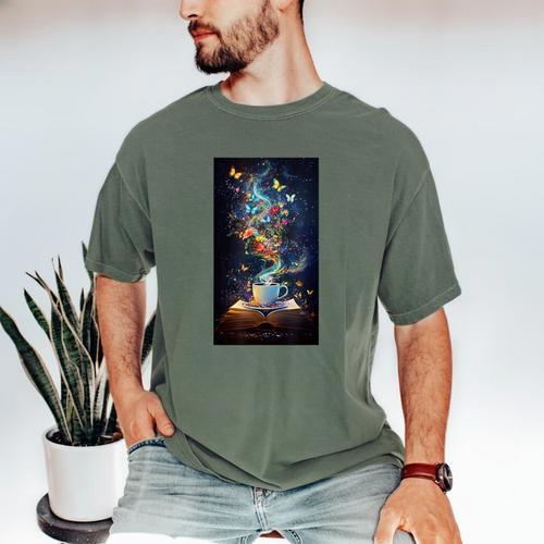 Magical Book Floral Coffee Books Nature Fantasy Men's Comfort Colors T-Shirt - Bookorys