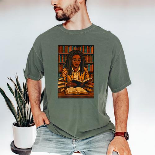 Melanin Girl Locs Book Lover Librarian Teacher Student Men's Comfort Colors T-Shirt - Bookorys UK