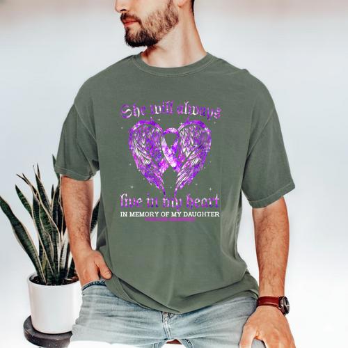 In Memory Of My Daughter Overdose Awareness Angel Wing Men's Comfort Colors T-Shirt - Easessy