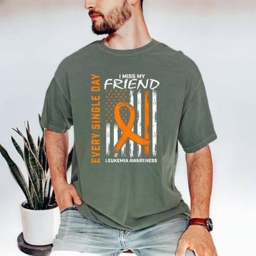 In Memory Of Friend Leukemia Awareness Products Flag Shirts Men's Comfort Colors T-Shirt - Easessy