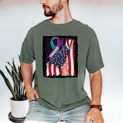 In Memory Of My Friend Suicide Awareness American Flag Women Kids Men Men's Comfort Colors T-Shirt - Easessy