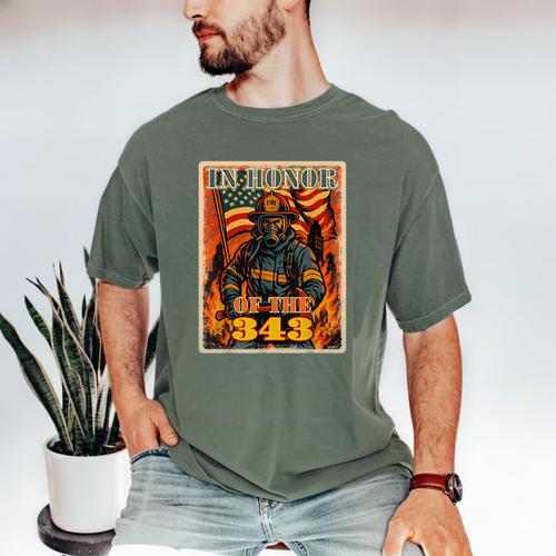 In Memory And Honor We Will Never Forget 343 Firefighters Men's Comfort Colors T-Shirt - Easessy