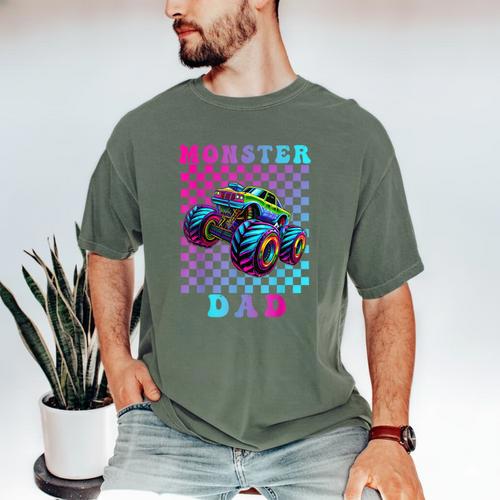 Monster Truck Dad Family Matching Shirt Truck Lovers Men's Comfort Colors T-Shirt - Father's Day Fun