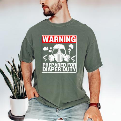 New Dad Prepared For Diaper Duty Daddy Diaper Duty Men's Comfort Colors T-Shirt - Father's Day Fun