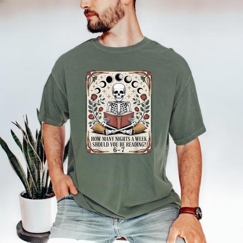 How Many Nights Reading Meme 6 7 Book Lover Men's Comfort Colors T-Shirt - Bookorys