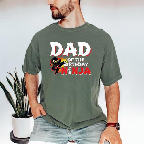 Ninja Birthday Party Dad Of The Birthday Ninja Small Men's Comfort Colors T-Shirt - Father's Day Fun