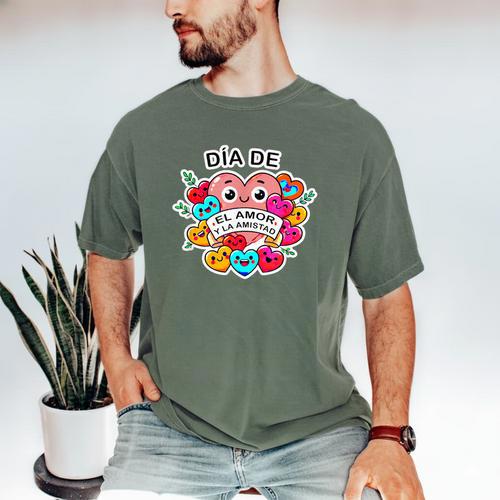 Nostalgia Love Tees -Adults Small Casual Festive Classic Fit T-Shirt Round Neck Straight Fit Collarless Short Sleeve Solid Lightweight Men's Comfort Colors T-Shirt - Figerry