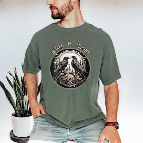 Odin Ravens Memory And Mind Huginn And Muninn Odin's Ravens Men's Comfort Colors T-Shirt - Easessy