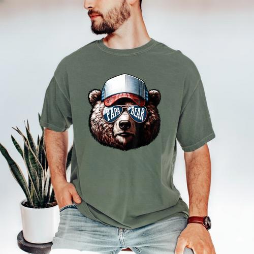 Papa Bear Face Cool Dad Style Retro Fathers Day Daddy Bear Men's Comfort Colors T-Shirt - Father's Day Fun