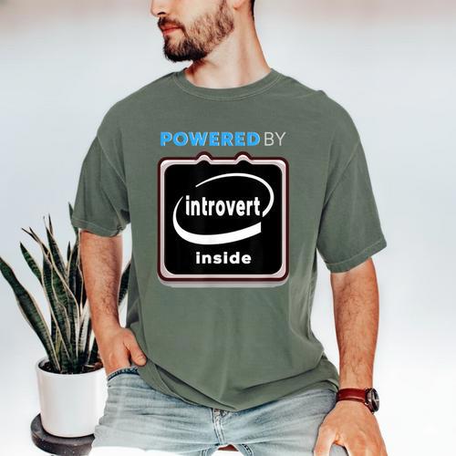 Powered By Introvert Inside Embrace Your Quiet Strength Men's Comfort Colors T-Shirt - Raresse