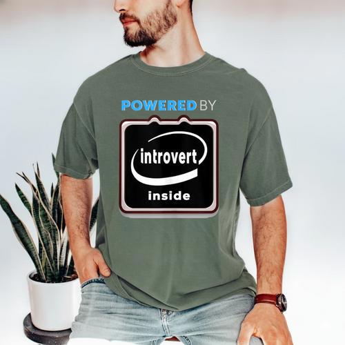 Powered By Introvert Inside Embrace Your Quiet Strength Men's Comfort Colors T-Shirt - Raresse
