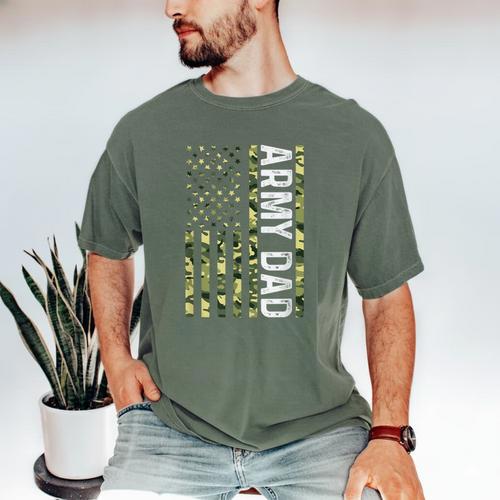 Proud Army Dad United States USA Flag For Father's Day Men's Comfort Colors T-Shirt - Father's Day Fun