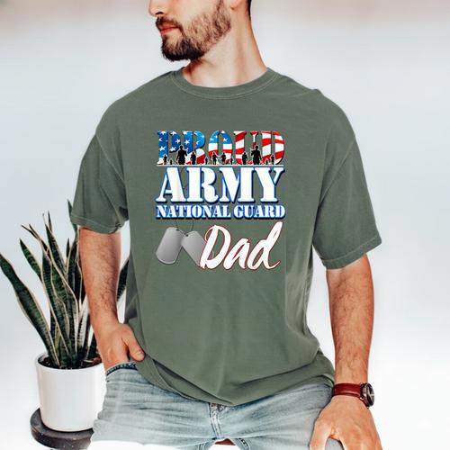 Proud Army National Guard Dad Fathers Day Shirt Men Men's Comfort Colors T-Shirt - Father's Day Fun
