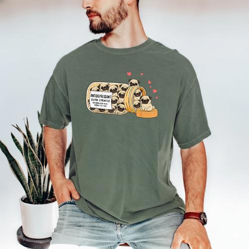 Pug Anti Depressant Mom Dad Kids Men's Comfort Colors T-Shirt - Father's Day Fun