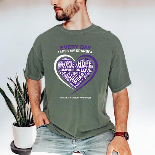 Purple In Memory Of My Grandpa Pancreatic Cancer Awareness Men's Comfort Colors T-Shirt - Easessy