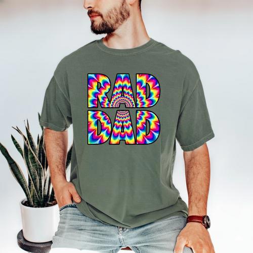 Rad Dad Trippy Hippie Tie-Dye Rainbow 70s Vibes Novelty Men's Comfort Colors T-Shirt - Father's Day Fun
