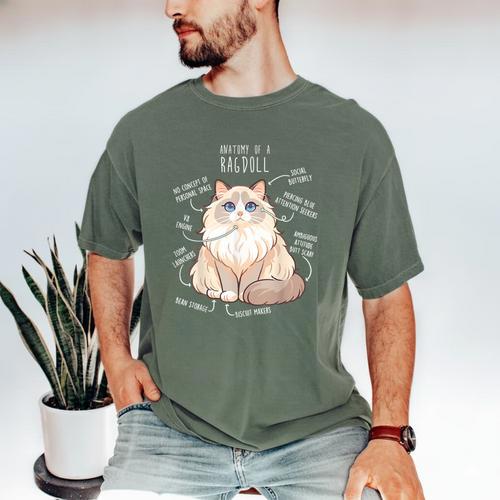 Ragdoll Cat Anatomy Cute Pet Mom Dad Cream Bicolor Men's Comfort Colors T-Shirt - Father's Day Fun