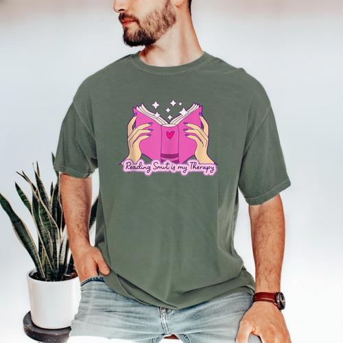 Reading Smut Is My Therapy Romance Book Reader Humor Men's Comfort Colors T-Shirt - Bookorys