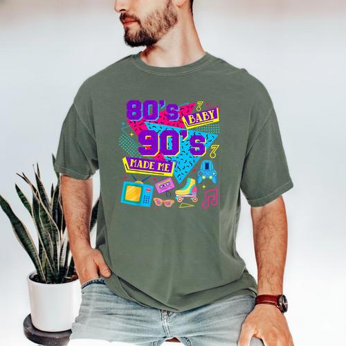 Retro 1980s 80's Baby 1990s 90's Made Me Nostalgia Birthday Men's Comfort Colors T-Shirt - Figerry