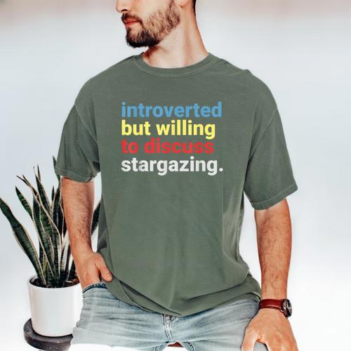 Retro Introverted But Willing Stargazing Lover Men's Comfort Colors T-Shirt - Raresse