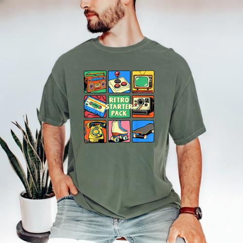 Retro Starter Pack 80s 90s Vintage Nostalgia Cassette Tape Men's Comfort Colors T-Shirt - Figerry