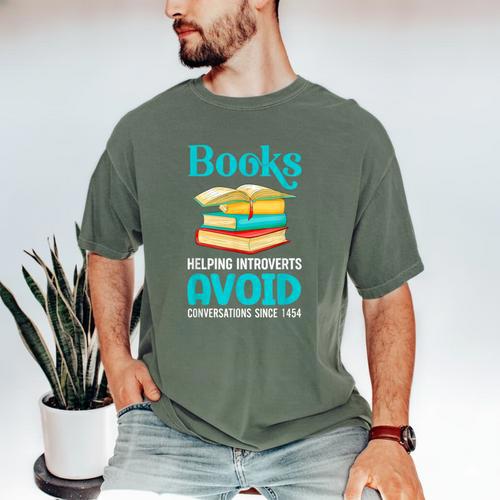 Sarcastic Books Anti Social Introvert Book Conversation Men's Comfort Colors T-Shirt - Raresse