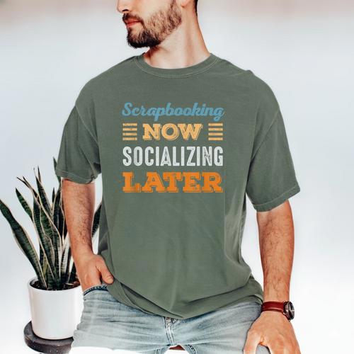 Scrapbooking Now Minimal Socializing Introvert Vintage Men's Comfort Colors T-Shirt - Raresse