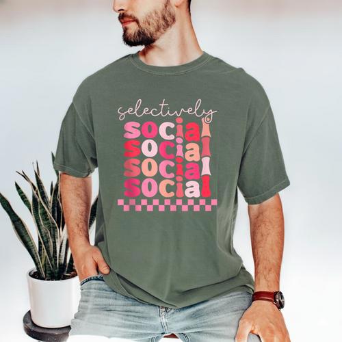 Selectively Social Sarcastic Introvert Humor Men's Comfort Colors T-Shirt - Raresse