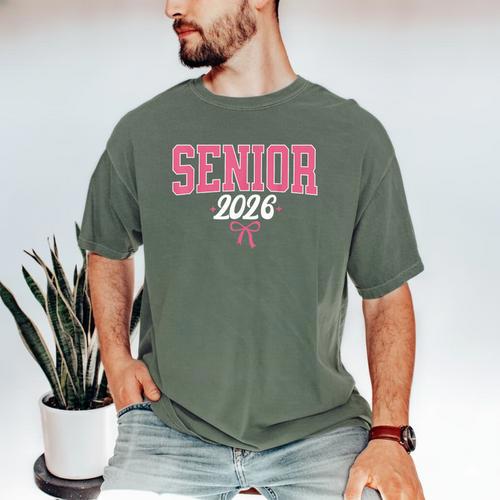 Senior 2026 Pink Coquette Bow Class Of 2026 Graduation Women Men's Comfort Colors T-Shirt - Best Gift Smart