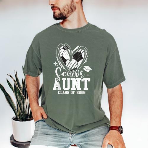 Senior Aunt Class Of 2026 Soccer Graduation Heart Men's Comfort Colors T-Shirt - Best Gift Smart