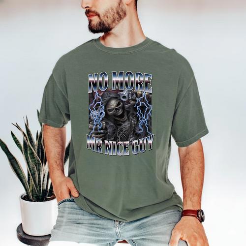 Skeleton No More Mr Nice Guy Meme Men Dad Papa Men's Comfort Colors T-Shirt - Father's Day Fun