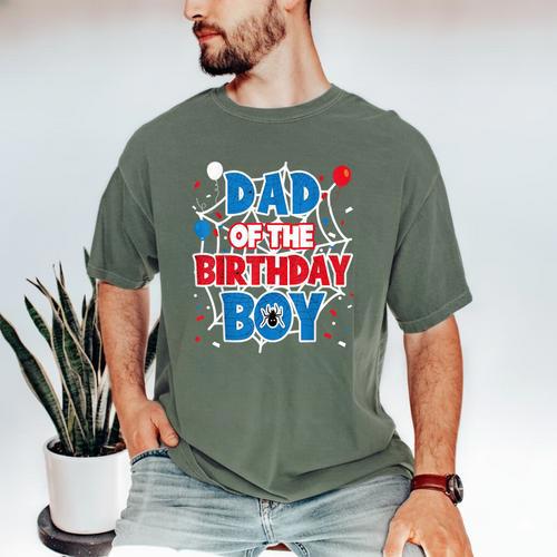 Spider Web Dad Of The Birthday Boy Men's Comfort Colors T-Shirt - Father's Day Fun