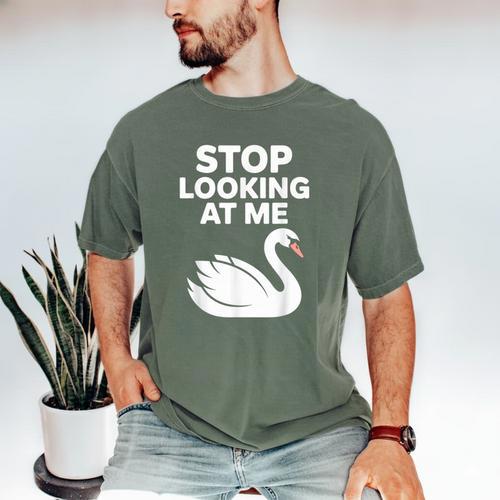 Stop Looking At Me Swan Introvert Humor Men's Comfort Colors T-Shirt - Raresse